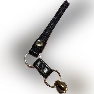 COACH Gold Tone Metal Leather Pull Key Fob Bag Charm Keychain Zipper Pull